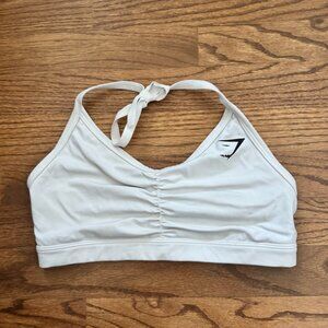 Gymshark Halter Neck Ruched Sports Bra White